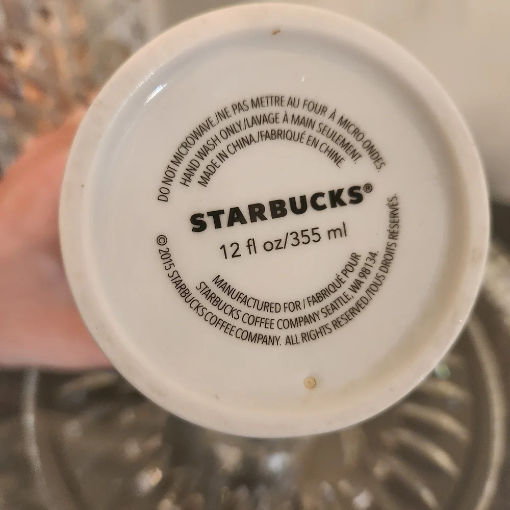 Starbucks White Mermaid Siren Logo Ceramic Travel Mug 12‎ oz Lid ☕️Like New!